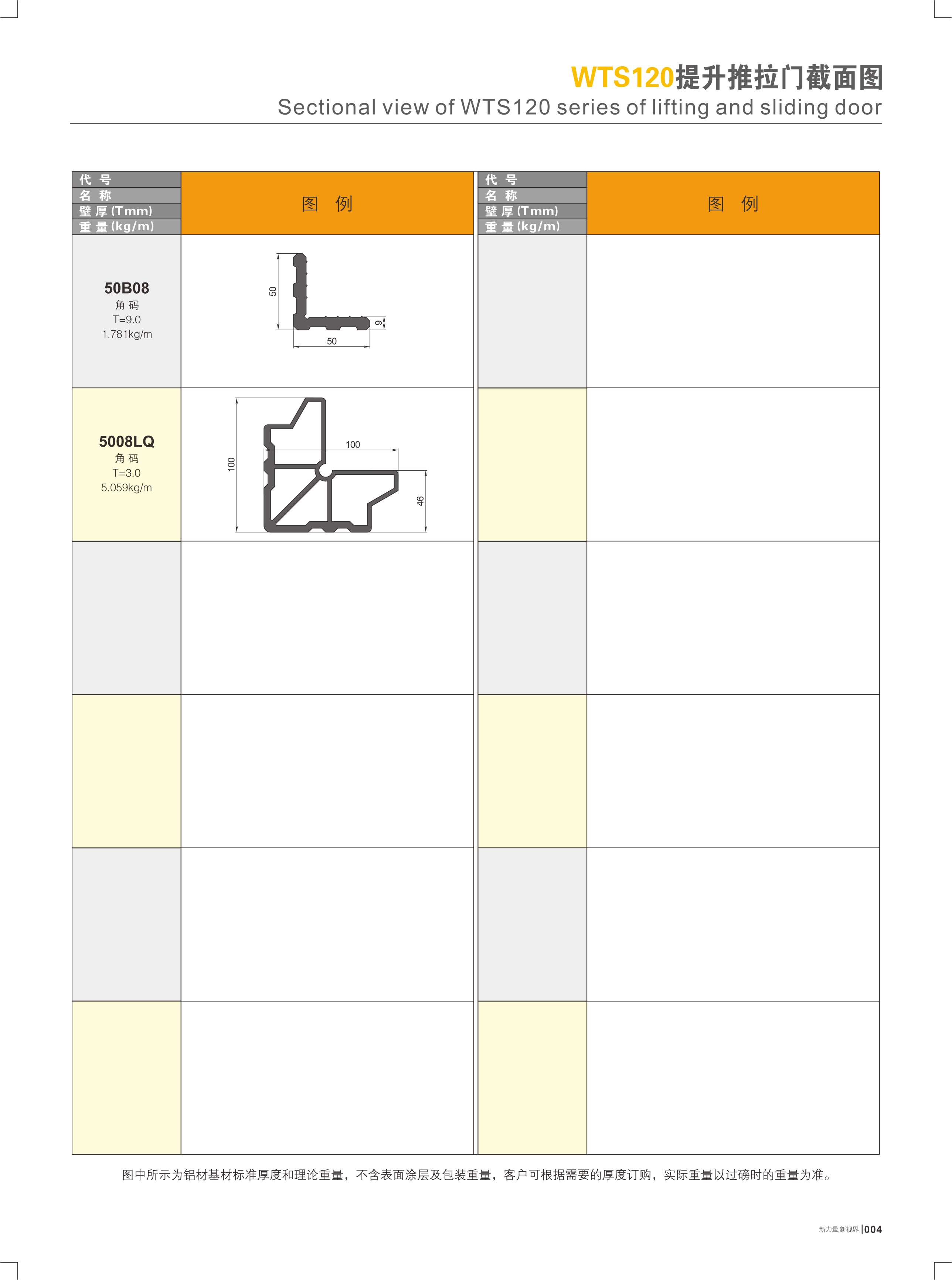 WTS120提升推拉门截面图